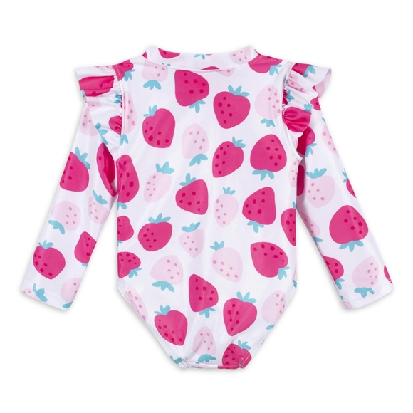 Girls swimsuit red lemon long-sleeved swimsuit sun protection swimsuit - Picture 2 of 4